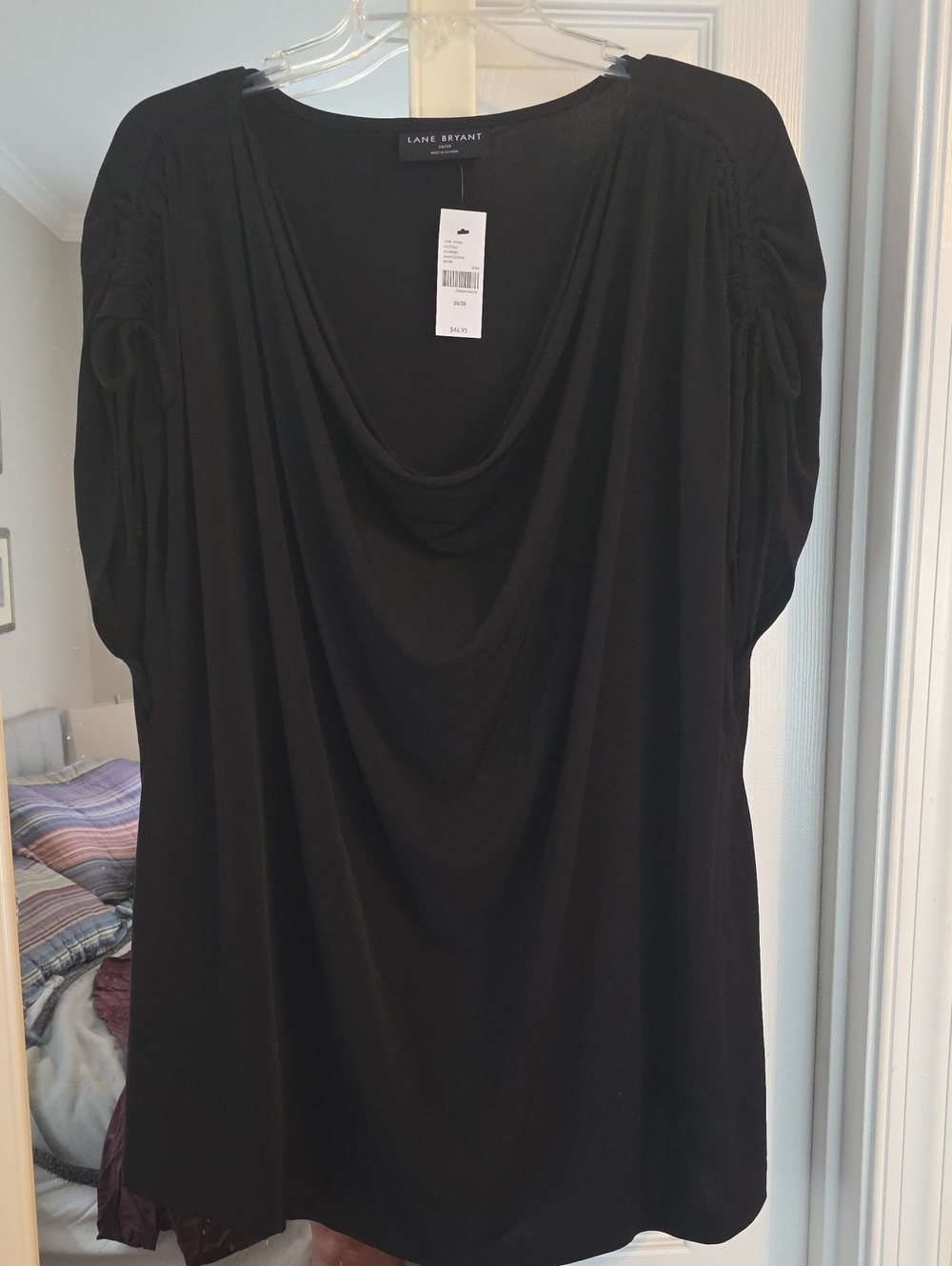 Lane Bryant Black Cowl-Neck Draped Blouse